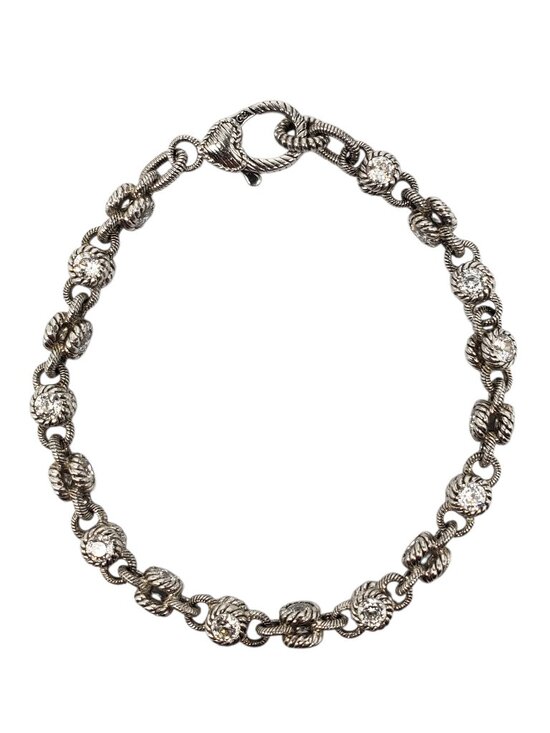 Judith Ripka Jewelry - Judith Ripka Sterling Silver CZ Station Link Bracelet #23869